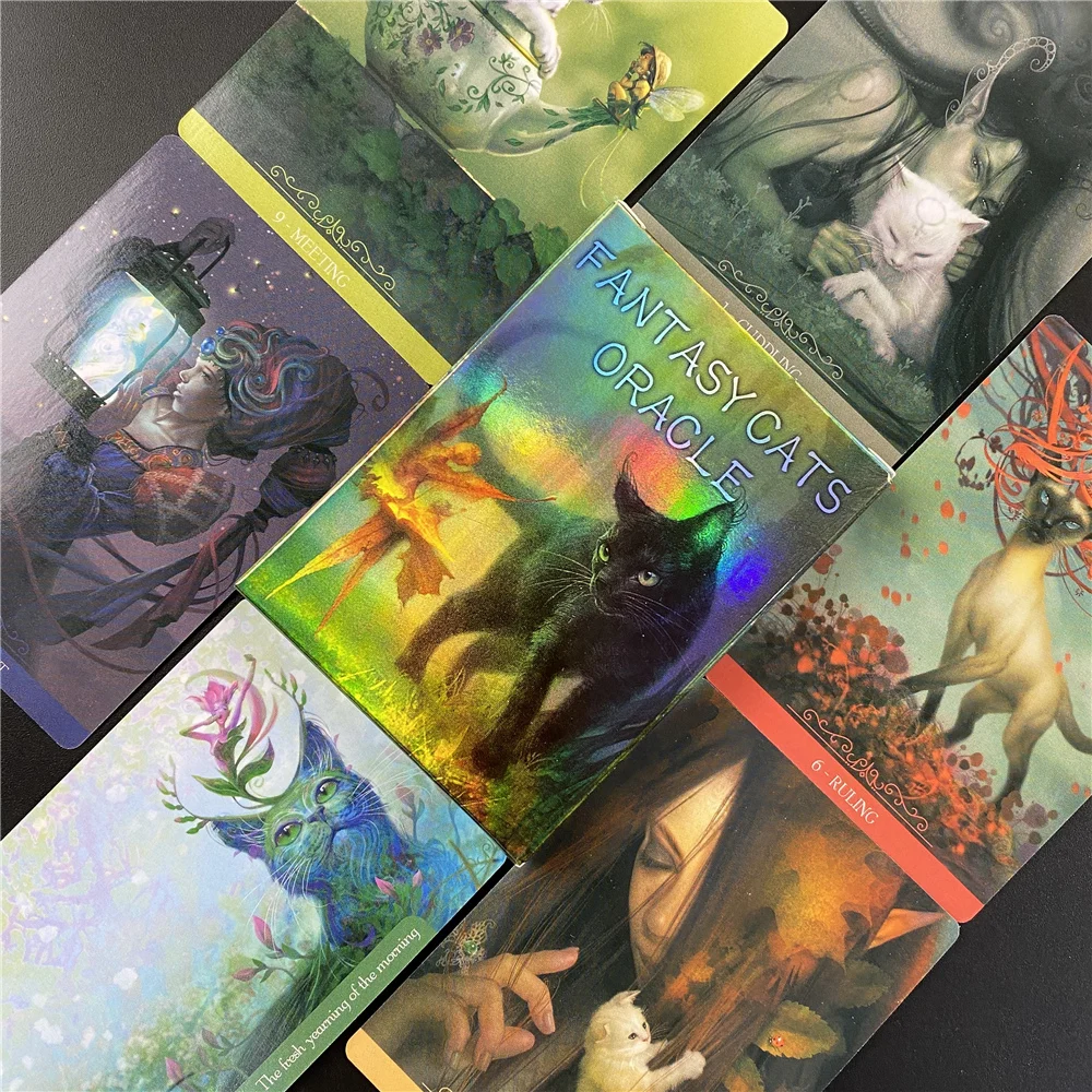 Fantasy Cats Oracle Cards Friends Party Board Game Divinazione Fate Game Play Family Entertainment Table Game