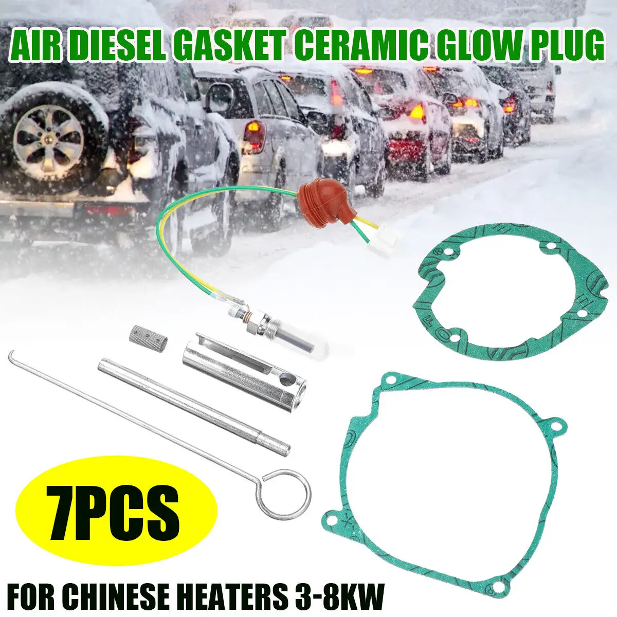 7Pcs Air Diesel Heater 12V Ceramic Glow Plug Burner Blower Guarnizione Filtro Per Webasto Eberspacher 3-8Kw Car Truck Van Boat