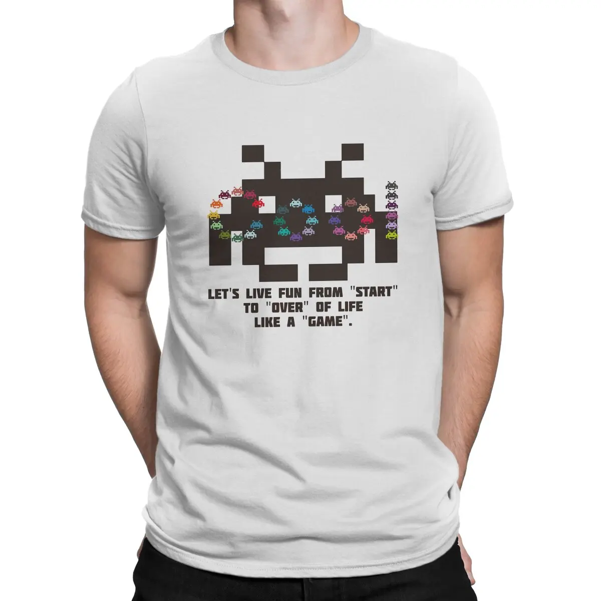 Space Invasers Shooting Videogioco Progettato Cool T Shirt Vintage Homme Maglietta Da Uomo O-Collo Manica Corta