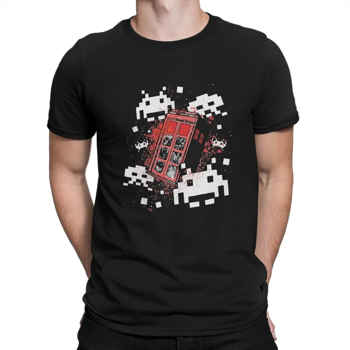 Space Invasers Shooting Videogioco Cool Red Aliens Retro T Shirt Vintage Punk Maglietta Da Uomo O-Collo Manica Corta