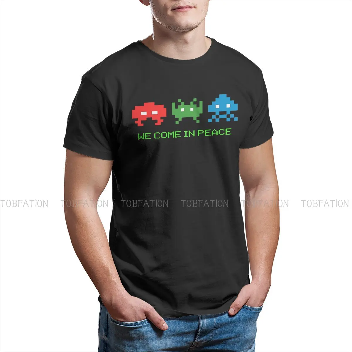Space Invasers Shooting Videogioco Magliette In Poliestere Siamo In Peace Color Personalizza Homme T Shirt New Trend Tops 6Xl
