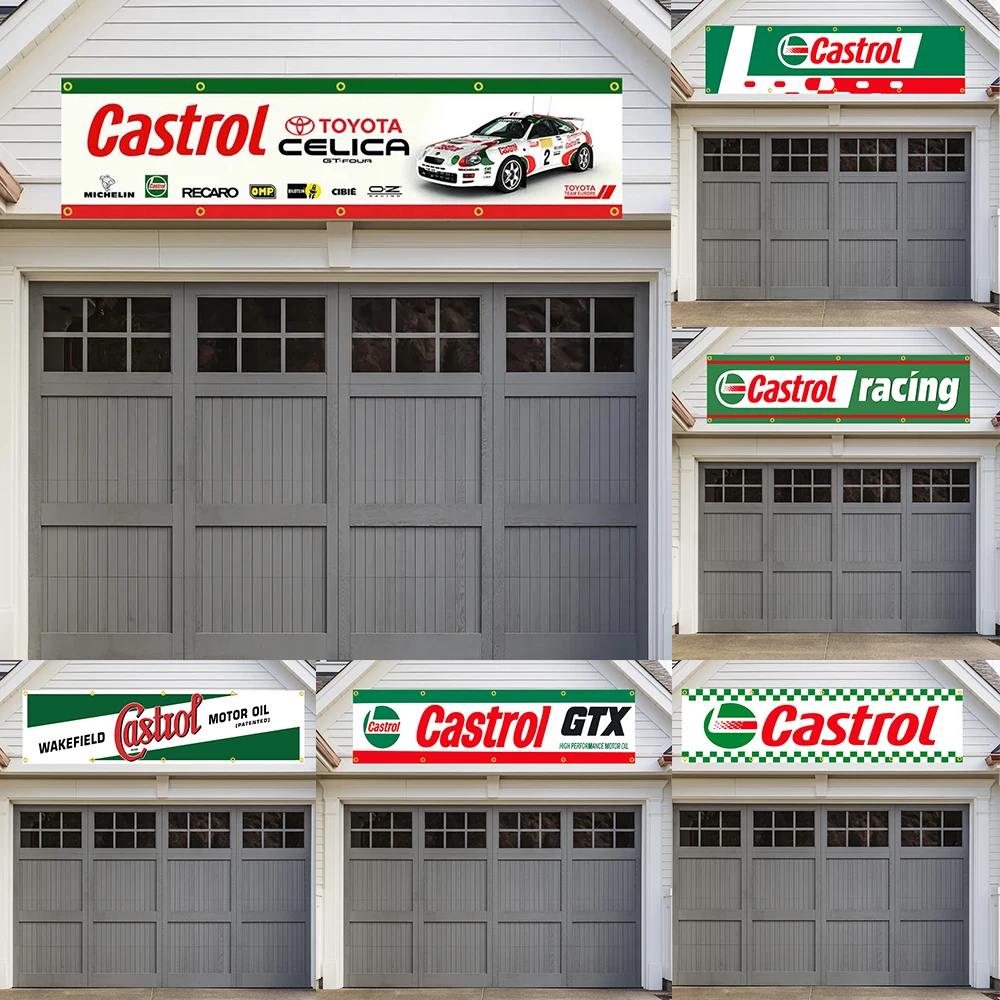 Castrol Flag Motoring Workshop Garage Banner Decorazione Poliestere Può Essere Personalizzato Outdoor Home 60X240Cm 2 X8Ft Banner