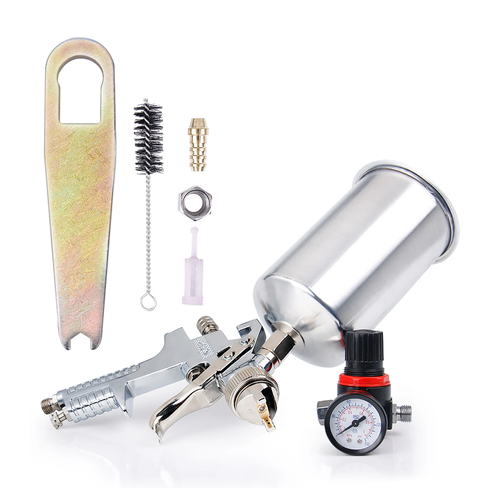 Carbole Pistola A Spruzzo 2.5 Millimetri Kit W/Regolatore Di Auto Vernice Primer, Base Trucco Metal Flake Hvlp Gravità Feed