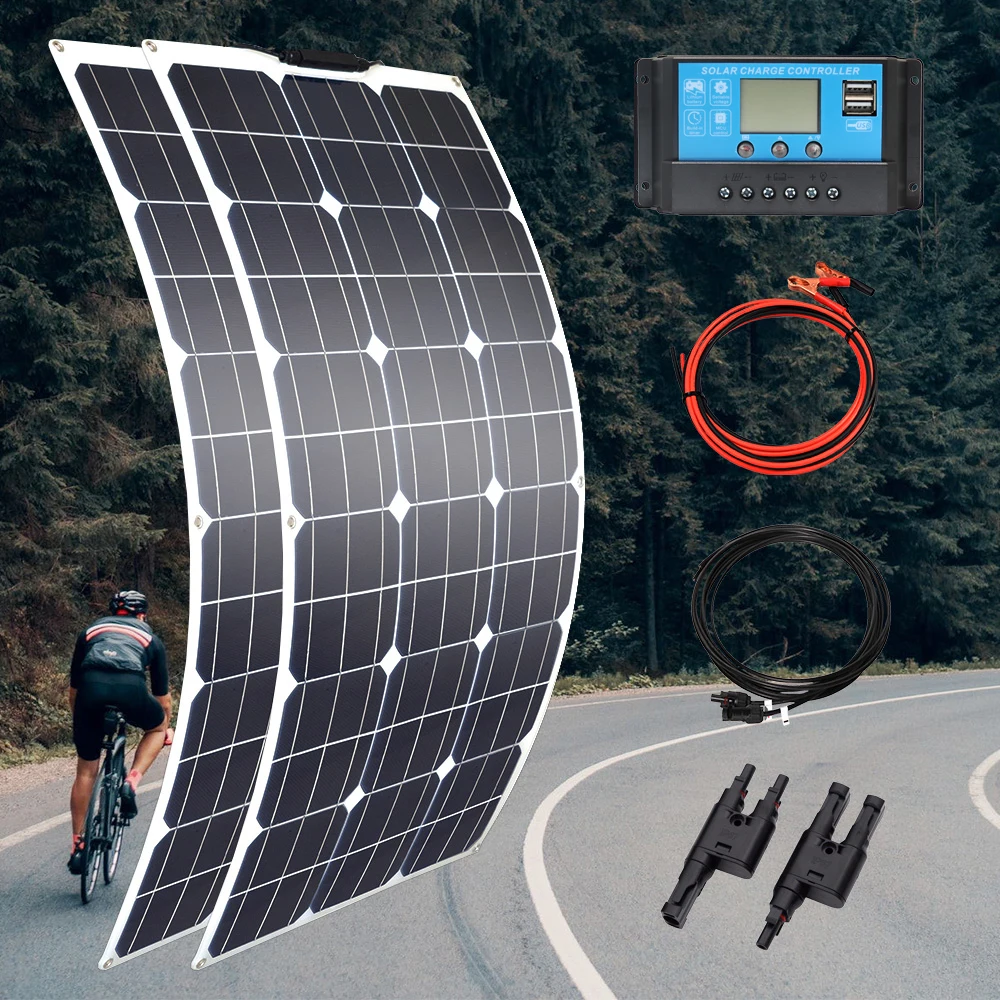 Flexible Solar Panel Kit Complete Module Kit Pannello Solare Flessibile Modulo Completo Cella 18V 100W 200W 300W 400W Controller Per Camper/Barca/Auto