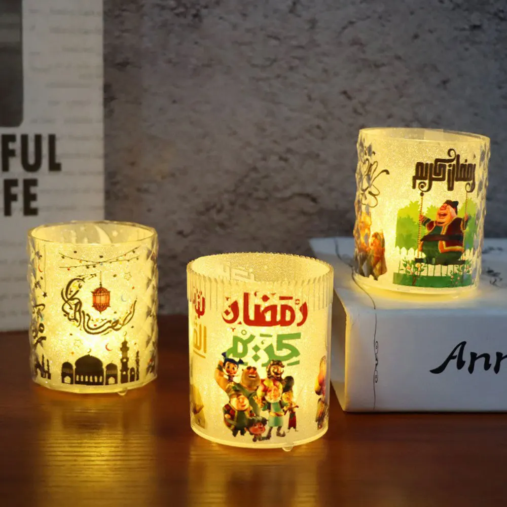 2024 Eid Mubarak Led Candle Lights Ramadan Ornament Lamp Home Party For Home Islamic Muslim Party Night Light Decor Kareem Gift