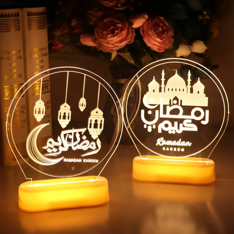 Round Moon Light Eid Mubarak Decor Islam Ramadan Decoration Eid Gifts Islamic Muslim Party Decor Ramadan Eid Adha Decor Per La Casa