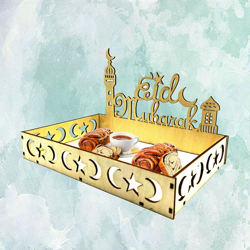 Vassoio Per Alimenti In Legno Eid Mubarak Decorazione Ramadan Per La Casa Eid Al Adha Islamic Ramadan Kareem Muslim Party Decor Eid Mubarak Regali