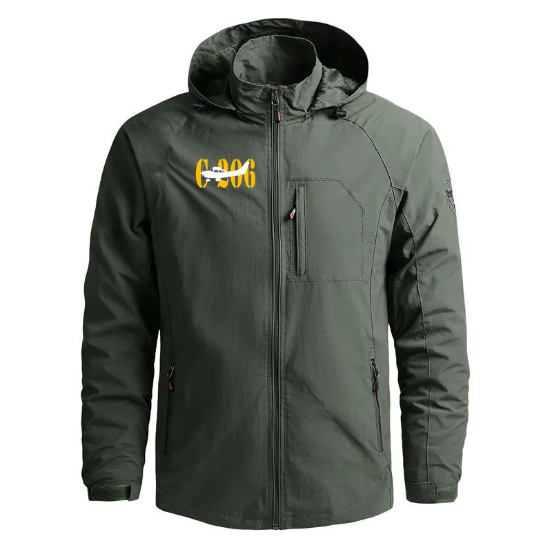 2024 Outdoor Military New Waterproof Windbreaker Man Coat Giacche Zipper Cessna 206 Flight Pilots Giacca Casual Con Cappuccio Per Uomo