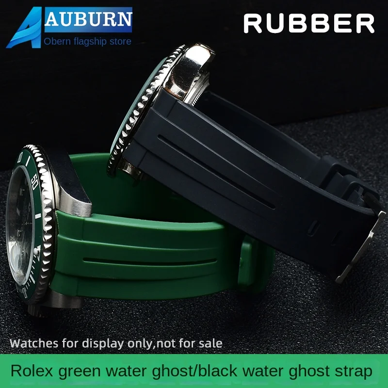 Per Rolex Diving Old Green Water Ghost Black Water Ghost Gmt Orologio Da Uomo In Gomma Siliconica Morbida Verde Da 20Mm Con Accessori Per Orologi
