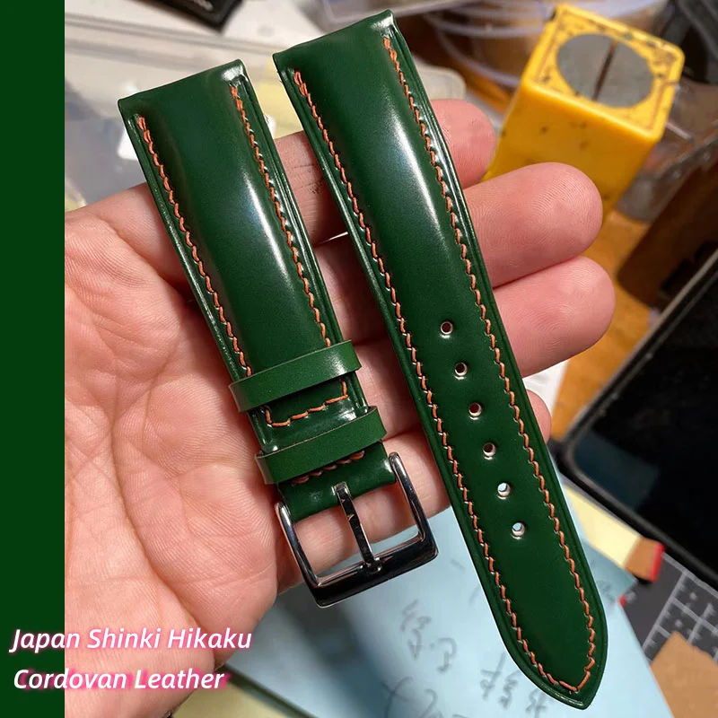 Top Quality Japan Shinki Hikaku Cordovan House Cinturino Per Orologio In Pelle Verde Fatto A Mano Adatto Per Rolex Water Submainer 20Mm