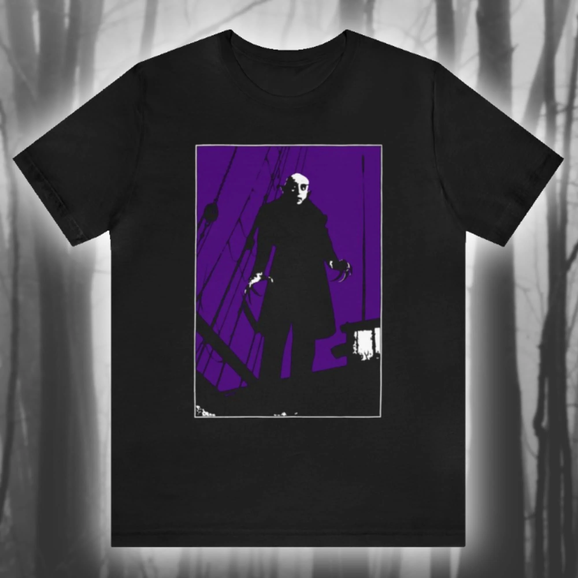 Nosferatu Maglietta Classica Con Film Horror Viola Dracula Vintage Gothic Movie Poster Jersey Maniche Lunghe O Corte