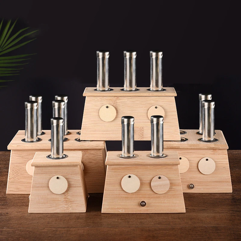 Nature Bamboo Moxibustione Bruciatore Moxa Therapy Accessory Box Mugwort Stick Automatic Pusher Acupoint Massage Massaggiatore Meridiano