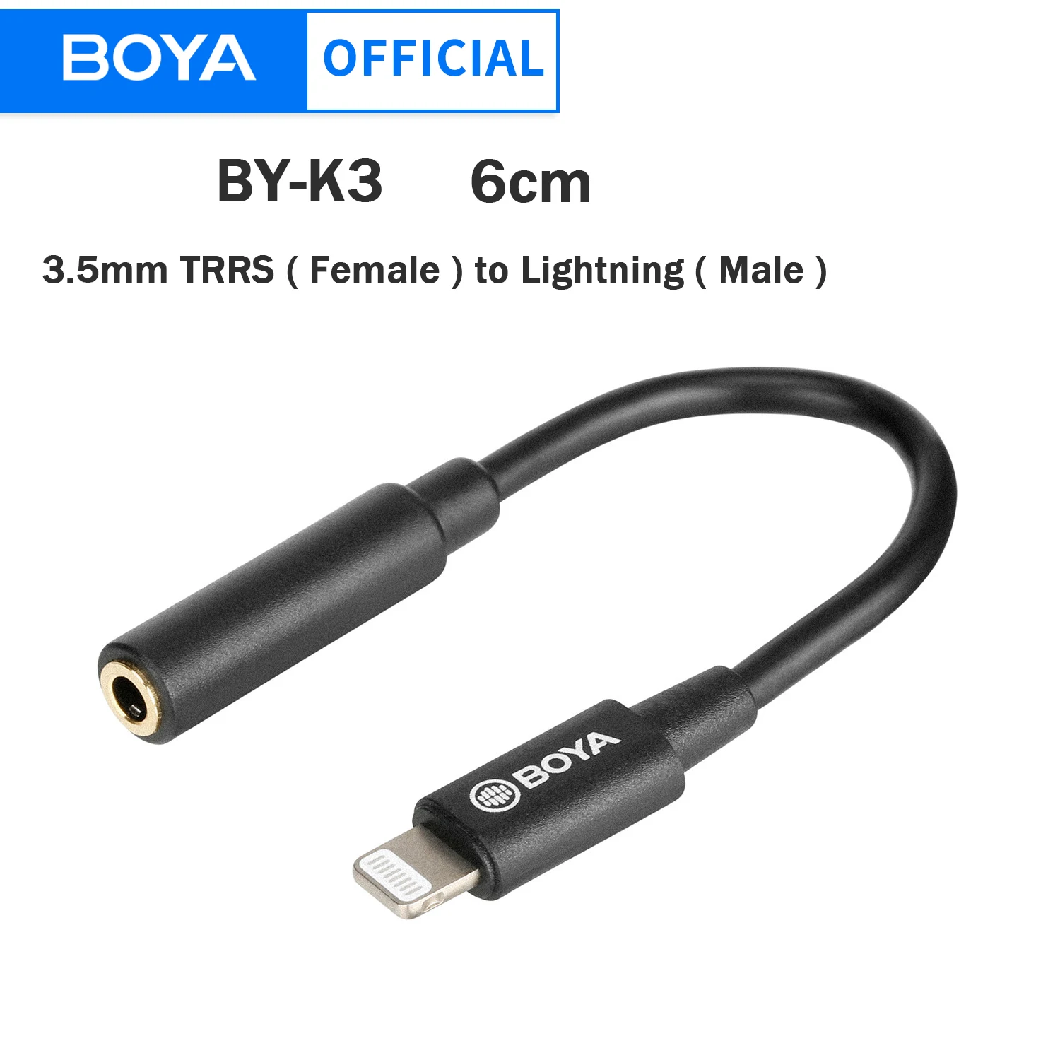 Boya By-K3 Cavo Adattatore Audio 3.5Mm Trrs Femmina A Apple Mfi Certificato Lightning Per Iphone Ipad Ipod Touch Dispositivi Ios 6Cm