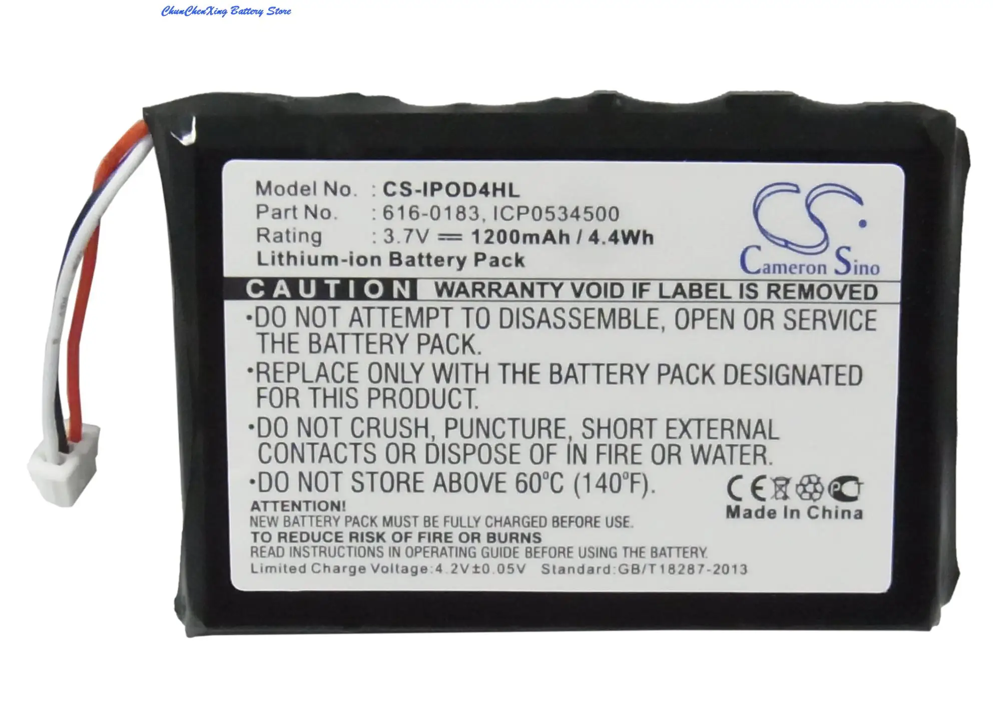 Batteria Cameron Sino 1200Mah Per Apple Ipod 4A Generazione, Foto Ipod, Foto 40Gb M9585, Foto 60Gb M9830, Foto 60Gb M9586, M9829