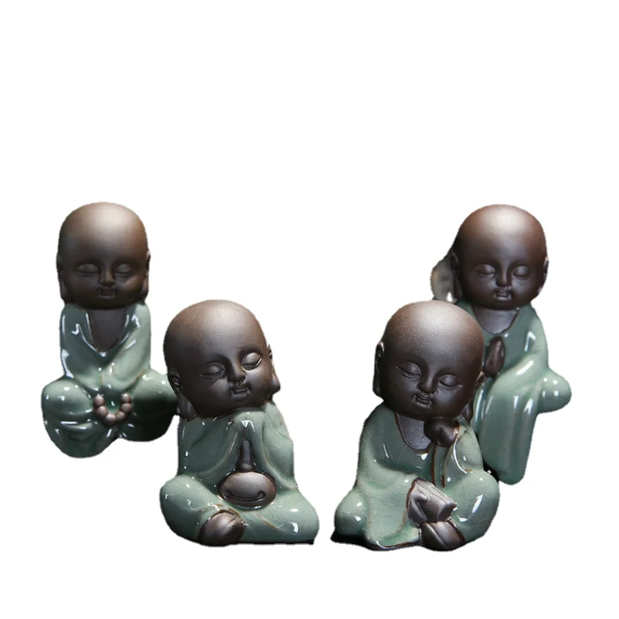 Monaco Buddha Statue Tea Pet Ceramica Adorabile Monaco Sabbia Tè Pet Viola Sabbia Tè Pet Set Adatto Decorazione Del Salone Di Peace