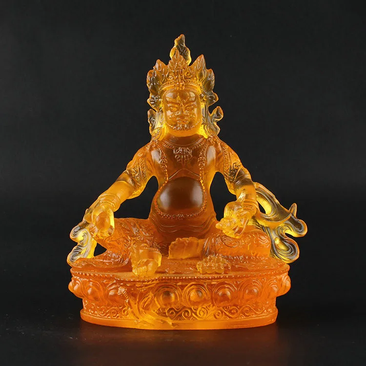 Deus Amarelo Vitrificado Da Riqueza, Estaritua De Buda, Vidro De Algua Esoterico Deus Da Riqueza Tibetano Lenda Bala Vasa Para O Ye