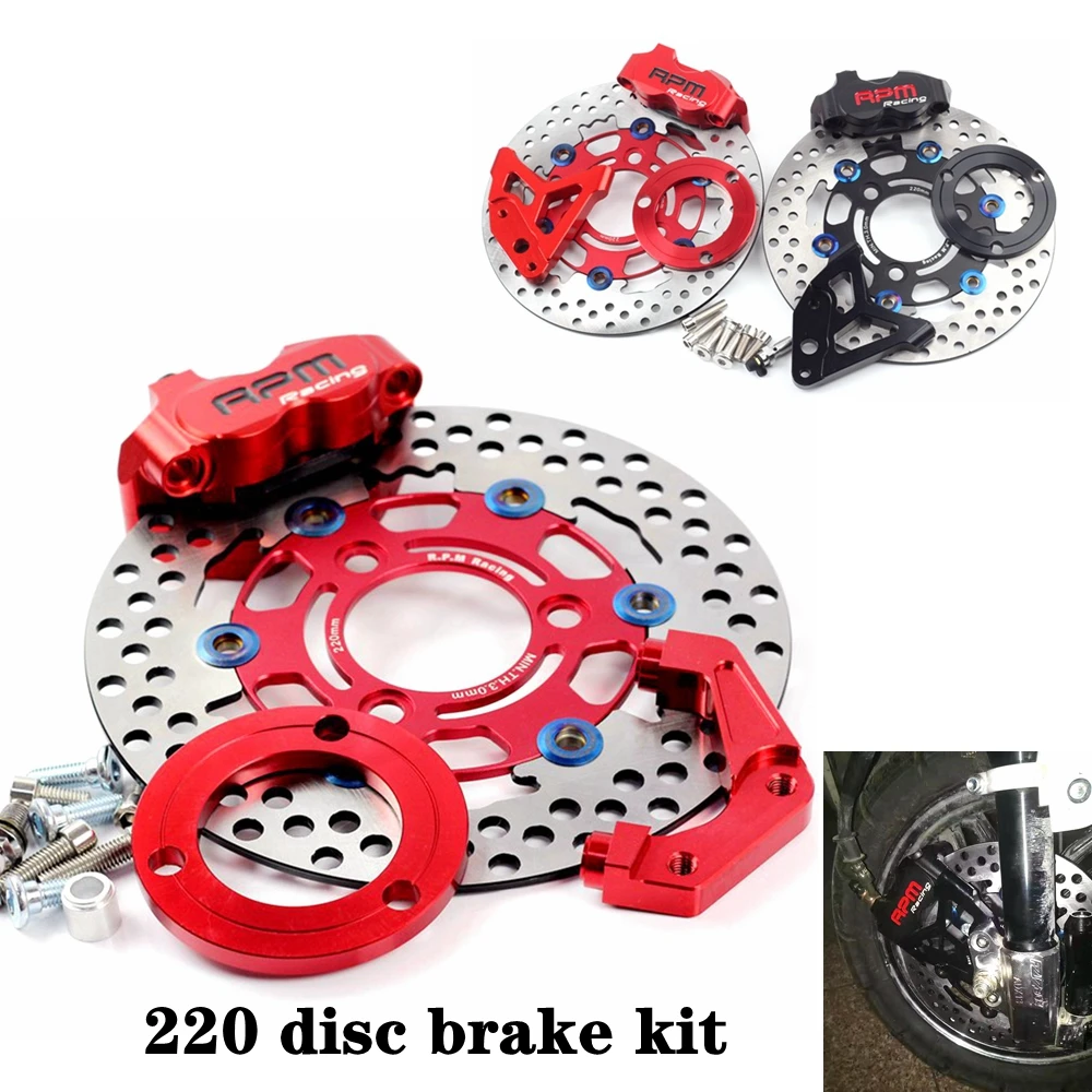 Rpm E-Moto Scooter 27/30Core Forcella Anteriore 82Mm Pinza Freno + Staffa Adattatore 220 Set Disco Freno Per Yamaha Aerox Bws Rsz Jog