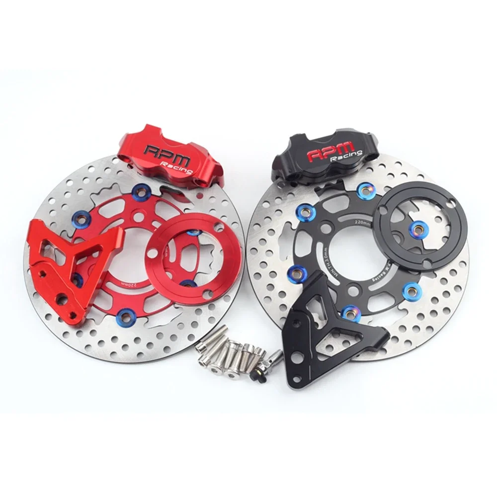 Rpm E-Moto Scooter 27/30Core Forcella Anteriore 82Mm Pinza Freno + Staffa Adattatore 220 Set Disco Freno Per Yamaha Aerox Bws Rsz Jog