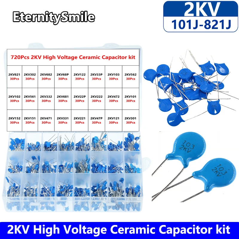 720 Pz/Scatola 2Kv Kit Condensatore Ceramico Ad Alta Tensione 821 302 682 68P 122 33P 103 562 102 561 332 681 22P 222 472 101 152 151 471
