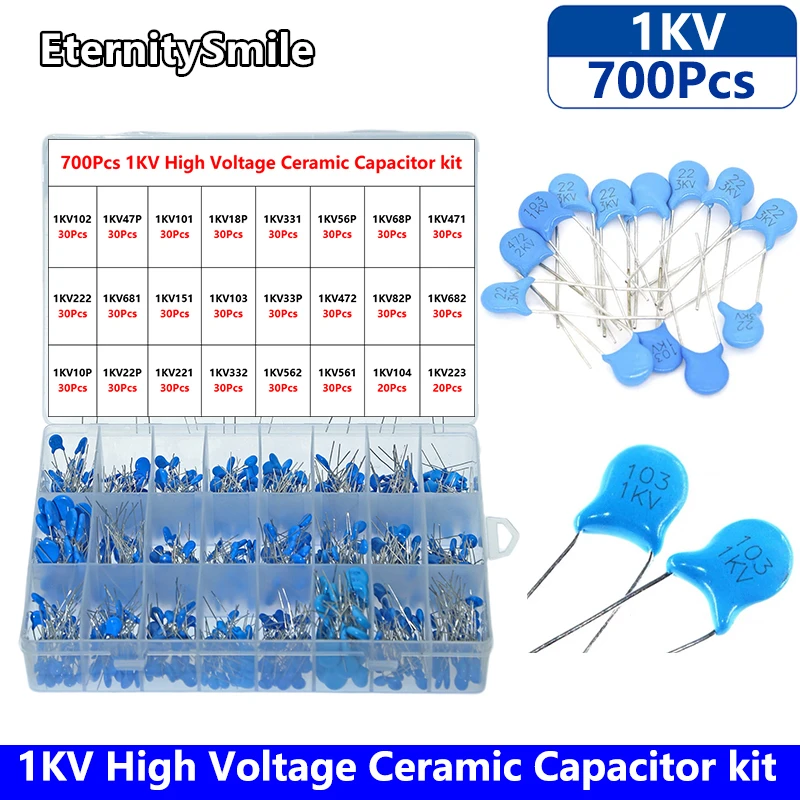 700 Pz/Scatola 1Kv Kit Condensatore Ceramico Ad Alta Tensione 221 332 561 104 223 18P 331 56P 68P 471 681 151 103 33P 472 82P 682 22P 562