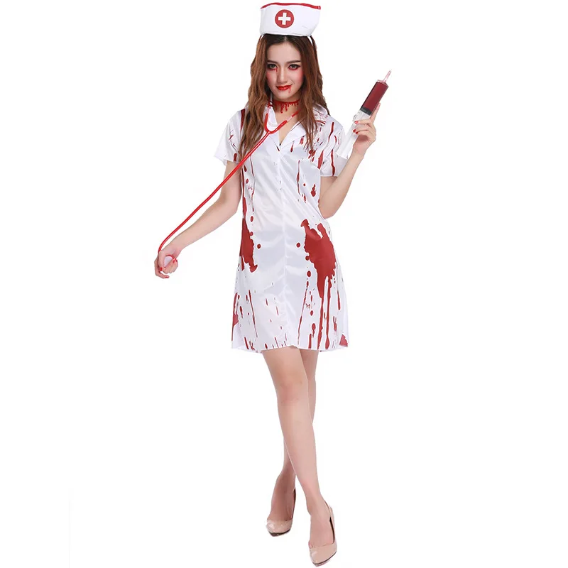 Costume Halloween Horror Bloodmacchia Infermiera Costume Cosplay Costume Ruolo Costume Infermiera Femminile Costume