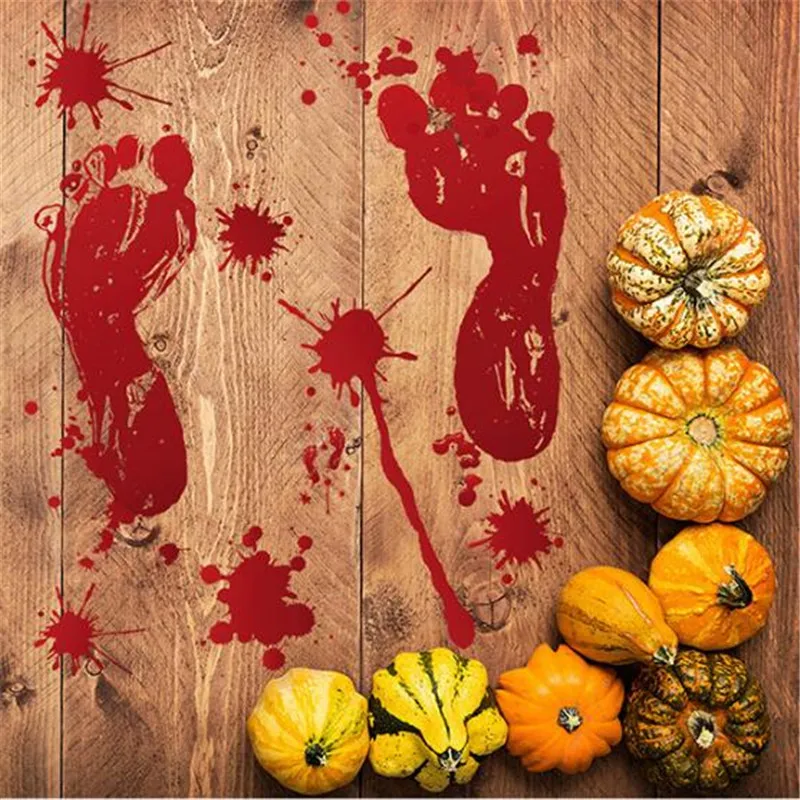 1 Pz Bloodstain Halloween Wall Sticker Horror Door Sticker Per Finestra Glass Pack Blood Footprint Blood Handprint Sticker