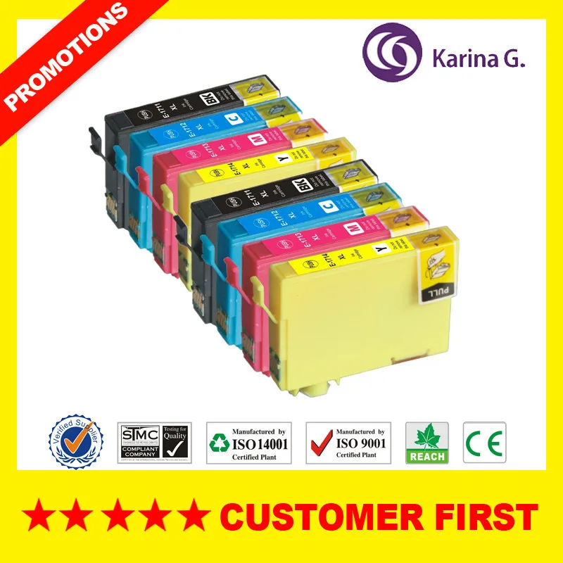 8X T1711 T1701 Cartuccia Di Inchiostro Compatibile Per Epson Xp-33 Xp-103 Xp-203 Xp-207 Xp-303 Xp-306 Xp-403 Xp-313 Xp-413 Stampante