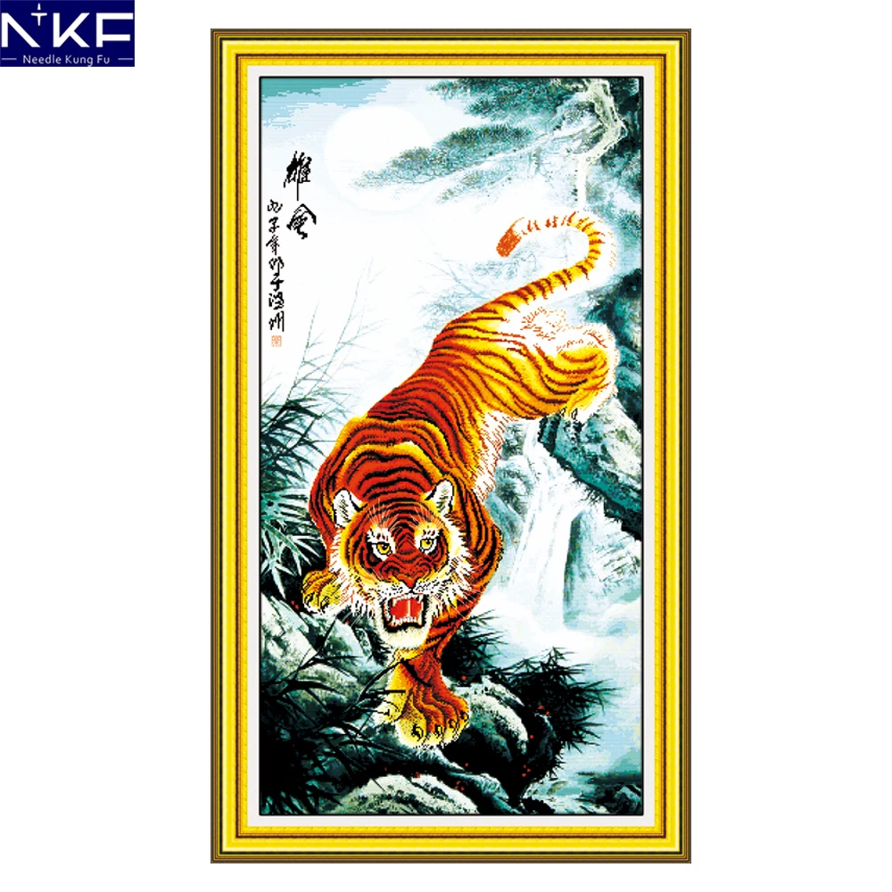 Nkf Grande E Potente Animale Stile Cinese Mezzopunto Patterns Contati Spedizione Cross Stitch Grafici E Modelli Decorazione Della Casa
