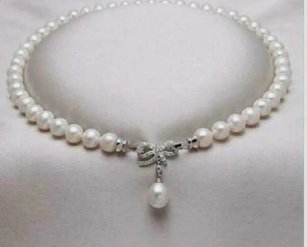 Natural South Sea Aaaa 9-10Mm True Round White 18 "Collana Di Perle + Ciondolo