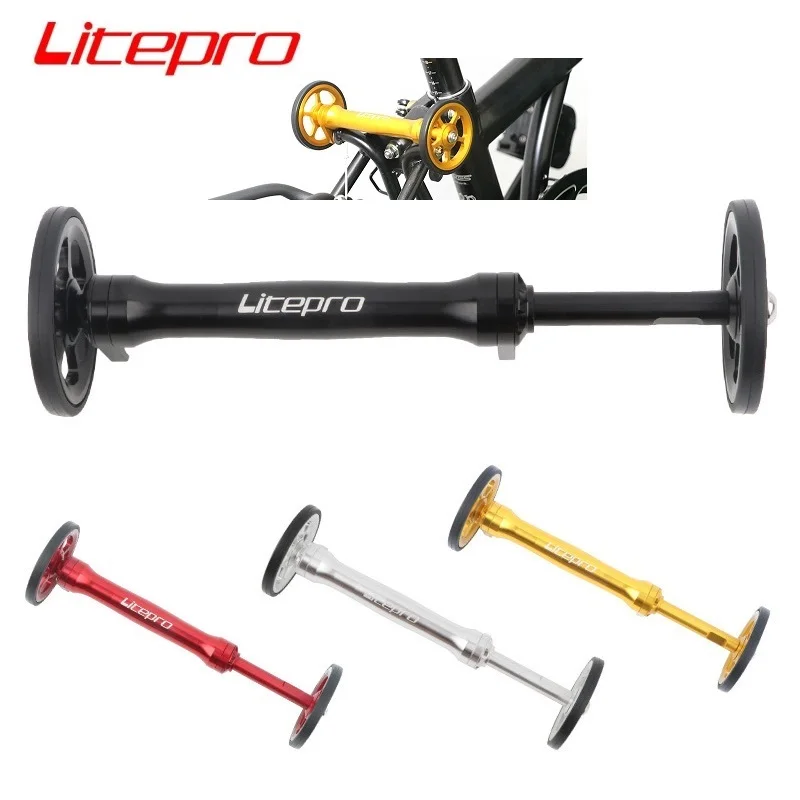 Litepro Extension Bar & Easywheel Per Brompton Portapacchi Posteriori Block Asta Telescopica Easy Wheel 4 Colori