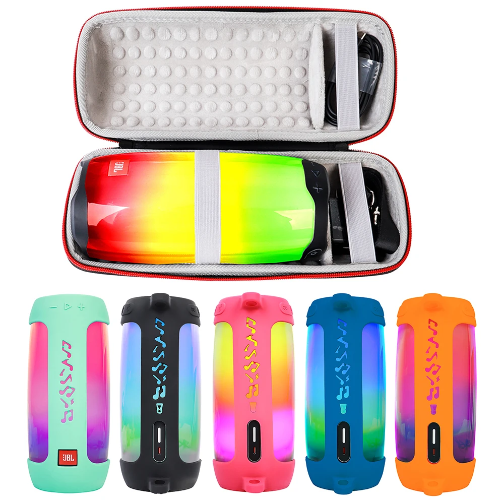 2 In 1 Custodia Rigida Per Custodia Con Cerniera In Eva + Custodia Morbida In Silicone Per Altoparlante Bluetooth Jbl Pulse 4 Per Custodia Jbl Pulse 4