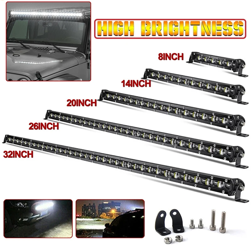Led Work Light 8 "14" 20 "26" 32 "38" Pollici 6D 12V Slim Bar Car Spot Flood Convesso Combo Suv Niva Lada 4 X4 Off Road Led Light Lamp