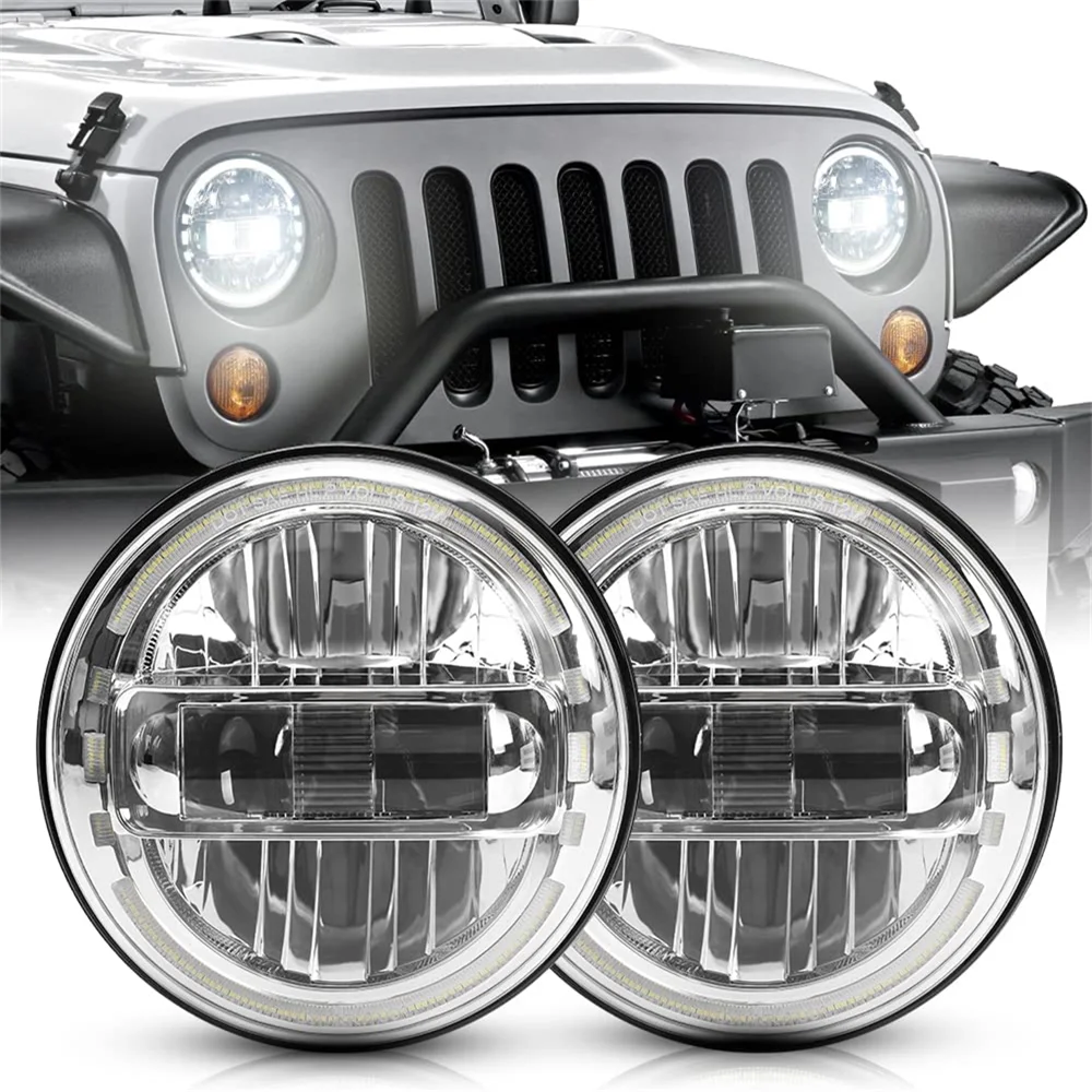 Lada Niva 4X4 Fari 7 Pollici Luci Di Marcia Per Auto 12V Drl Halo Angel Eyes Impermeabile Jeep Wrangler Jk Off Road Led Light