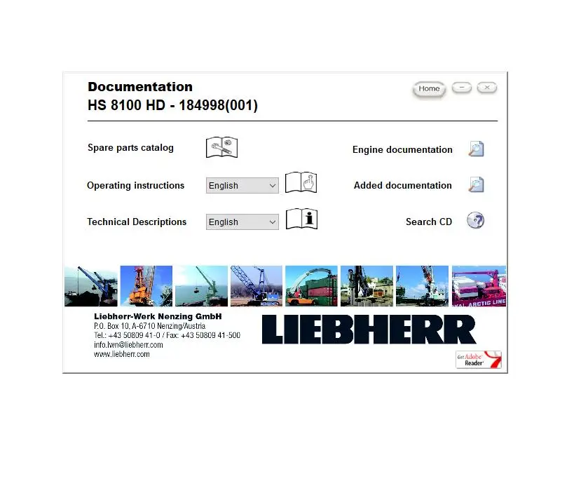 Liebherr Crane Hs Hsg Manuale Operativo Catalogo Pezzi Di Ricambio Informazioni Tecniche Dvd