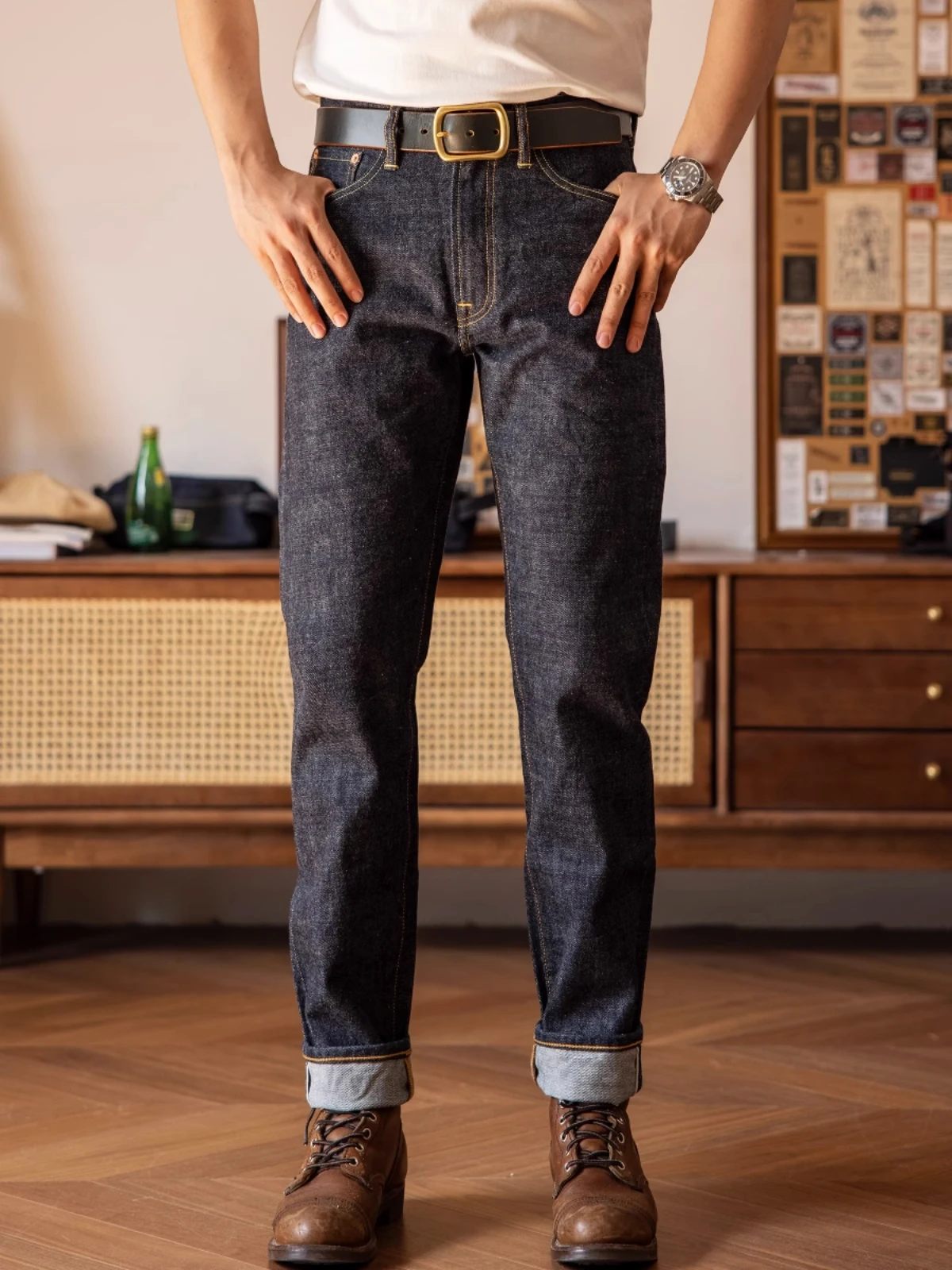 Red Tornado 501 Ct (Personalizzato Affusolato) Jeans 14Oz Cimosa Denim Pantaloni Sanforizzati