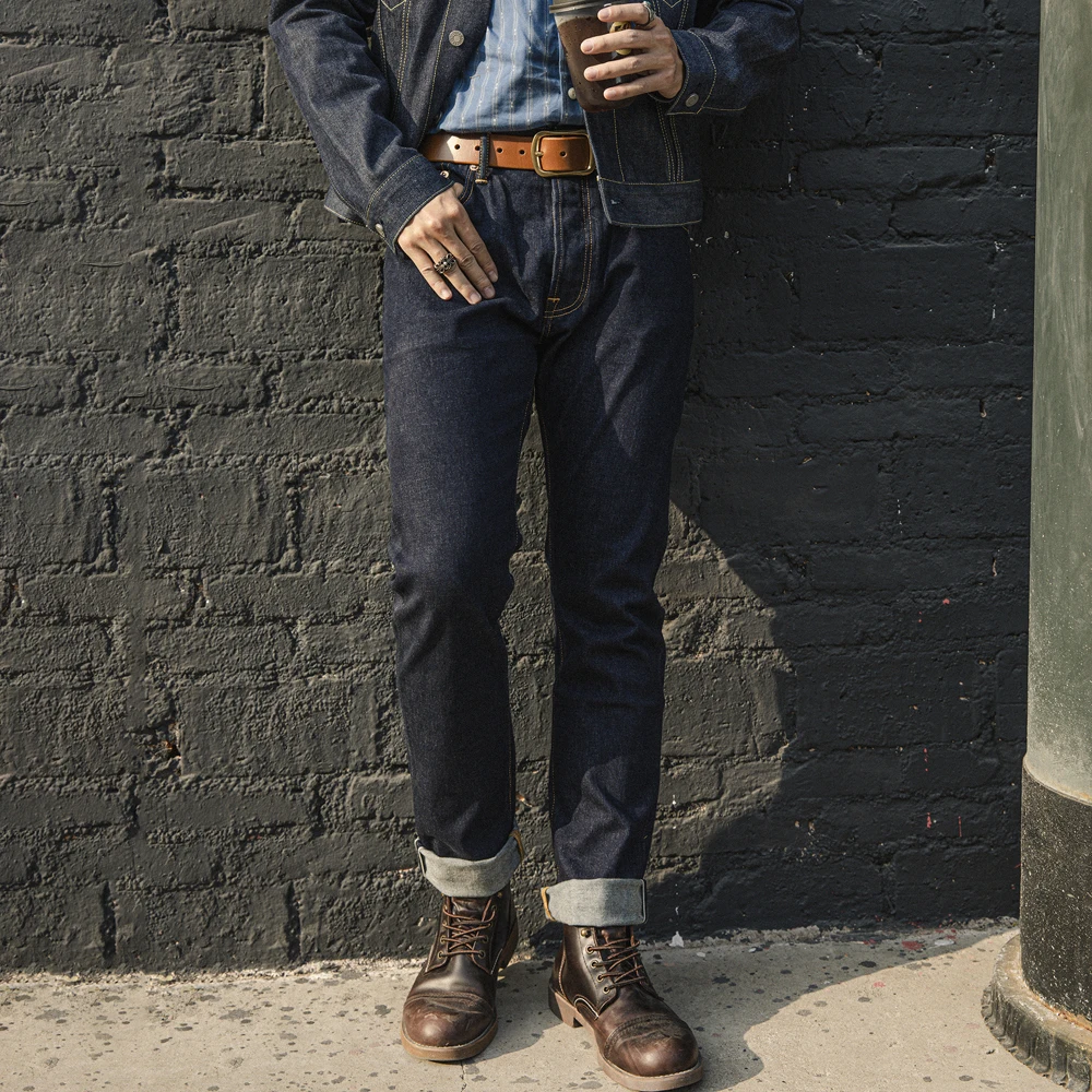 Red Tornado Gt Style 12Oz Selvedge Denim Jeans Per Uomo Slim Fit Blu Scuro Onewash