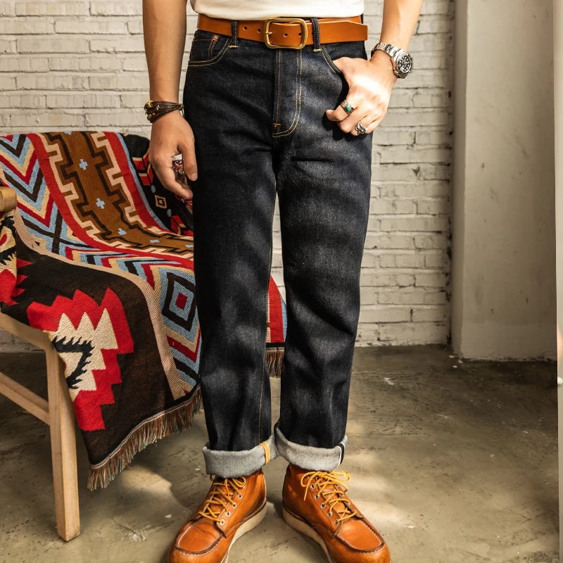 Red Tornado 47501 Jeans Da Uomo 14Oz Selvedge Denim Regular Staright Leg Pants Blue