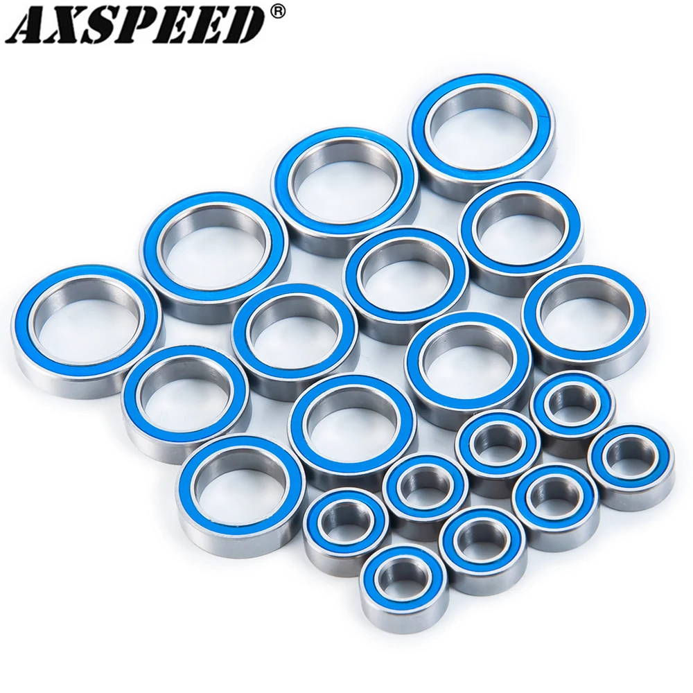 Axspeed 20Pcs Rc Car Rubber Sealed Bearing Kit Per Redcat Volcano Epx Pro & Redcat Tornado Epx Pro Blue Bearing Parts