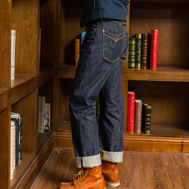 Red Tornado Grass Valley 350 Sellage Denim Jeans Straight Fit Mens Pant Amekaji