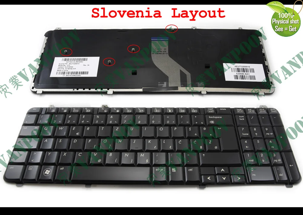 Nuova Tastiera Per Notebook Portatile Slovenia Per Hp Pavilion Dv6 Dv6T Dv6-1000 Dv6-2000 Nero Lucido Slovenia Aeut3200010 530580-Ba1