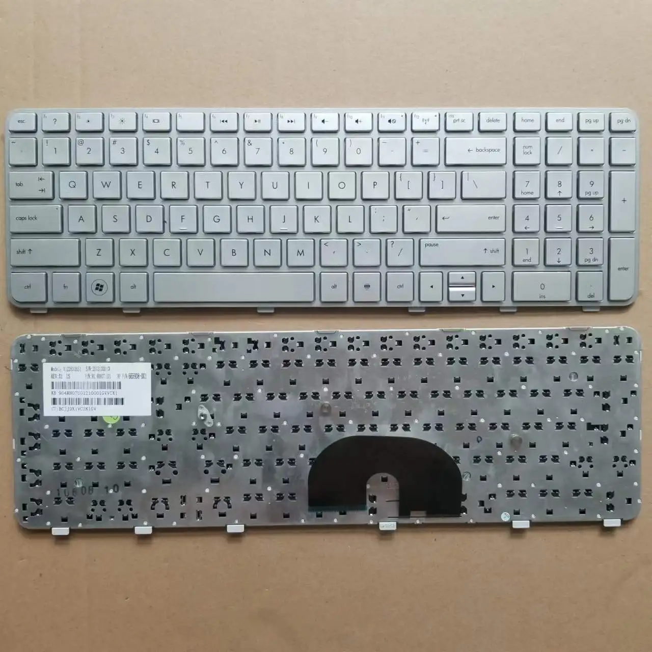 Nuova Tastiera Inglese Per Hp Pavilion Dv6-6000 Dv6-6100 Dv6-6200 Dv6-6B00 Series Us Laptop Keyboard Silver Con Cornice