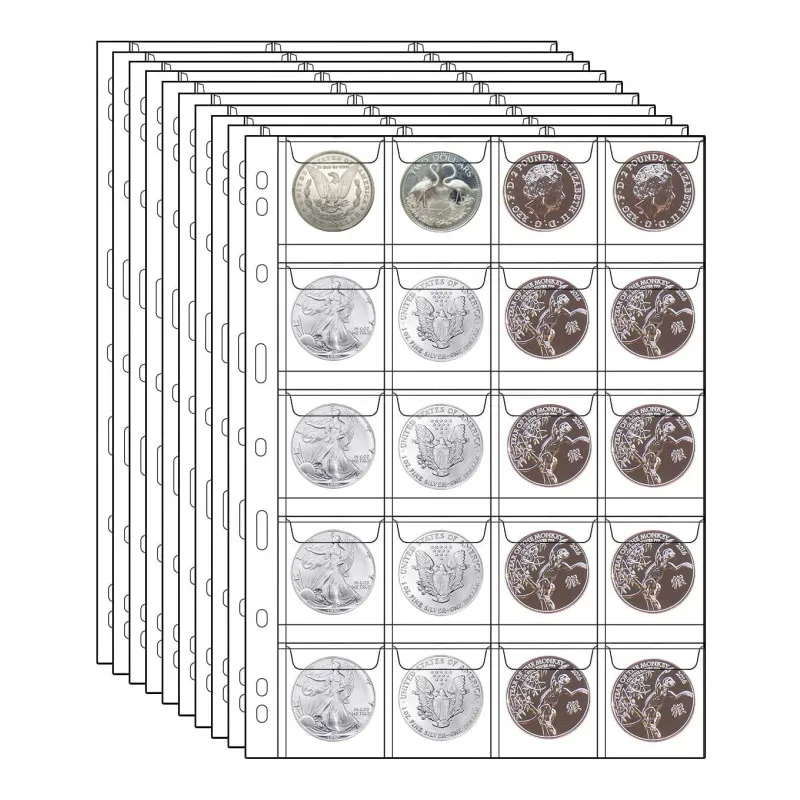 Album Da 10 Pezzi Per Album Di Monete 12/20/30/42 Collezione Di Monete Tascabili Pvc Trasparente All'Interno Delle Pagine Monete Borsa Organizer A Fog
