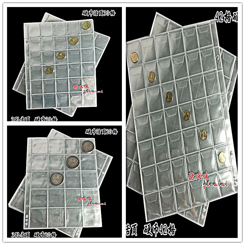 Album Da 10 Pezzi Per Album Di Monete Pagina 20/12/30/42 Collezione Di Monete Tascabili Pvc Pagine Interne Trasparenti Monete Da 250X200 Mm Foglia Sci
