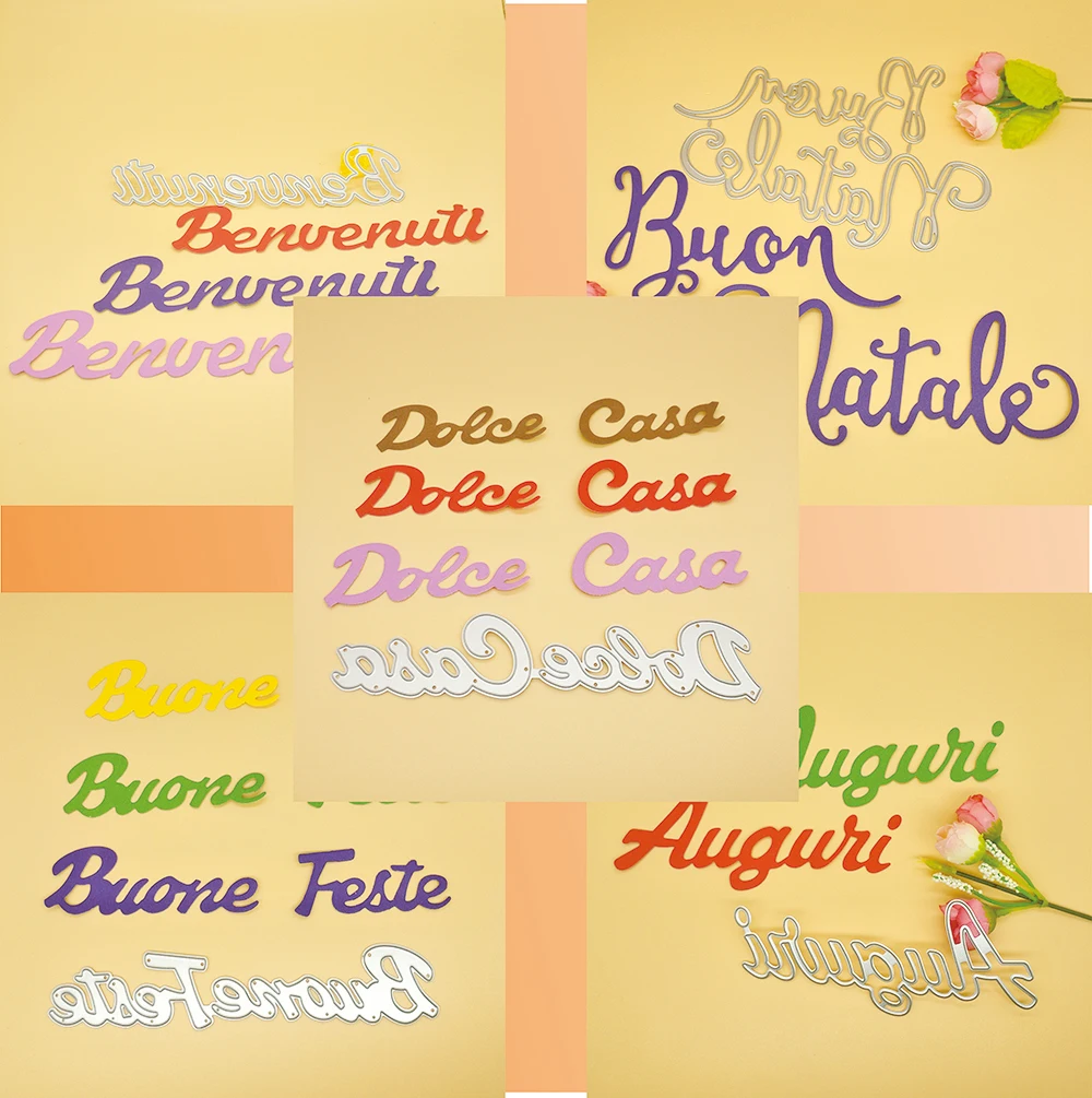 New Italian Word Metal Cutting Dies Decorativo Fai Da Te Scrapbooking Artigianato In Acciaio Fustellato Goffratura Carte Stencil