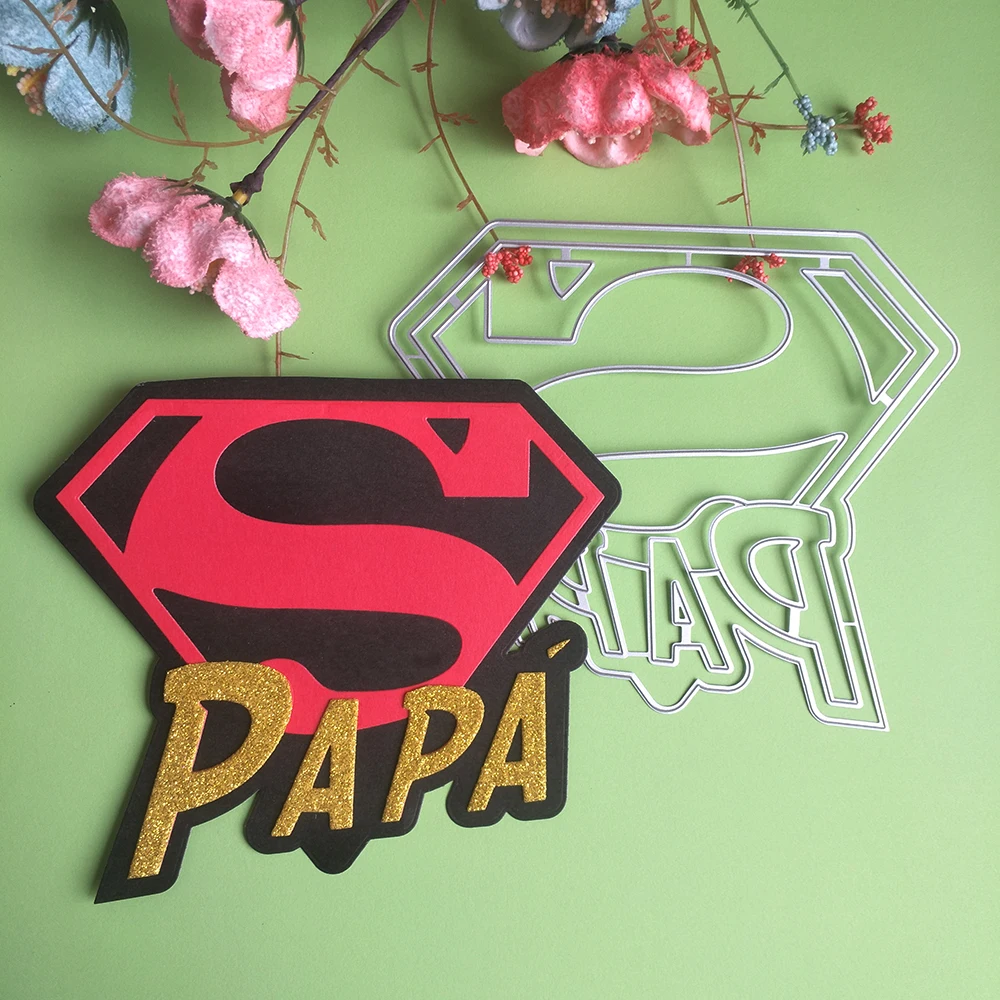 New Italian Father'S Day Super Dad Fustelle Fai Da Te Scrapbook, Carta In Rilievo, Decorazione Album Fotografico, Artigianato Fatto A Mano