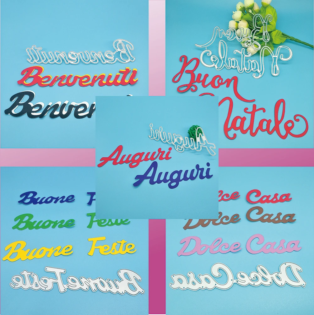 New Italian Word Metal Cutting Dies Decorativo Fai Da Te Scrapbooking Artigianato In Acciaio Fustellato Goffratura Carte Stencil
