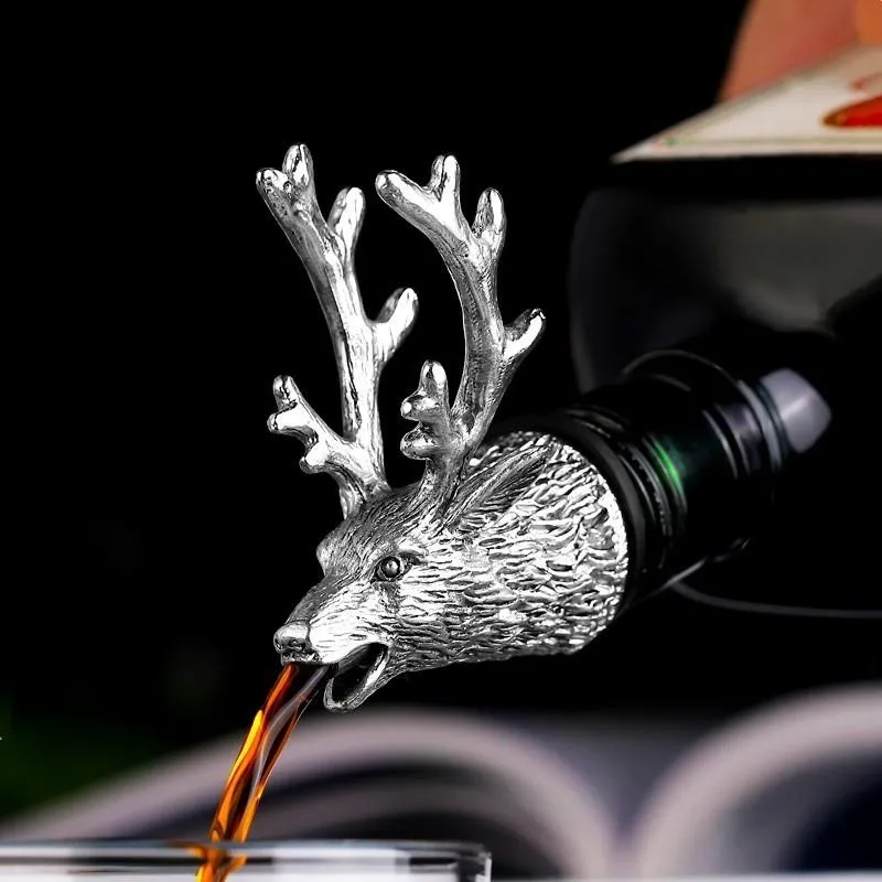 Dispenser Per Vino Jagermeister In Lega Di Zinco Cervo Alce Testa Di Leone Bocca Versatore Di Vino Estrattore Di Vini Versatori D'Argento Accessori Da