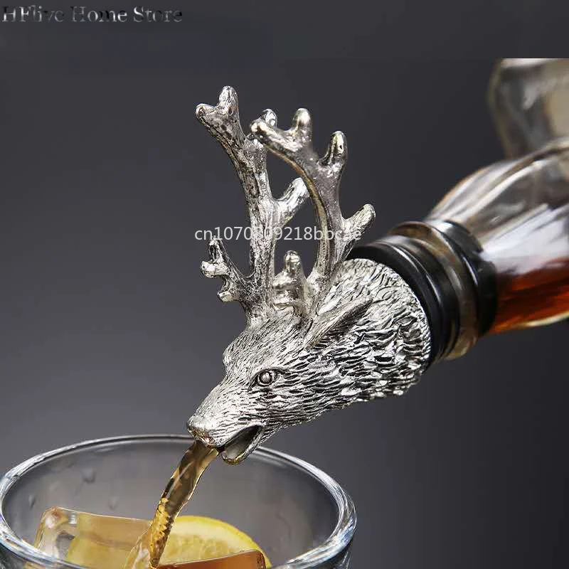 Dispenser Per Vino Jagermeister In Lega Di Zinco Cervo Alce Testa Di Leone Bocca Versatore Di Vino Estrattore Di Vini Versatori D'Argento Accessori Da