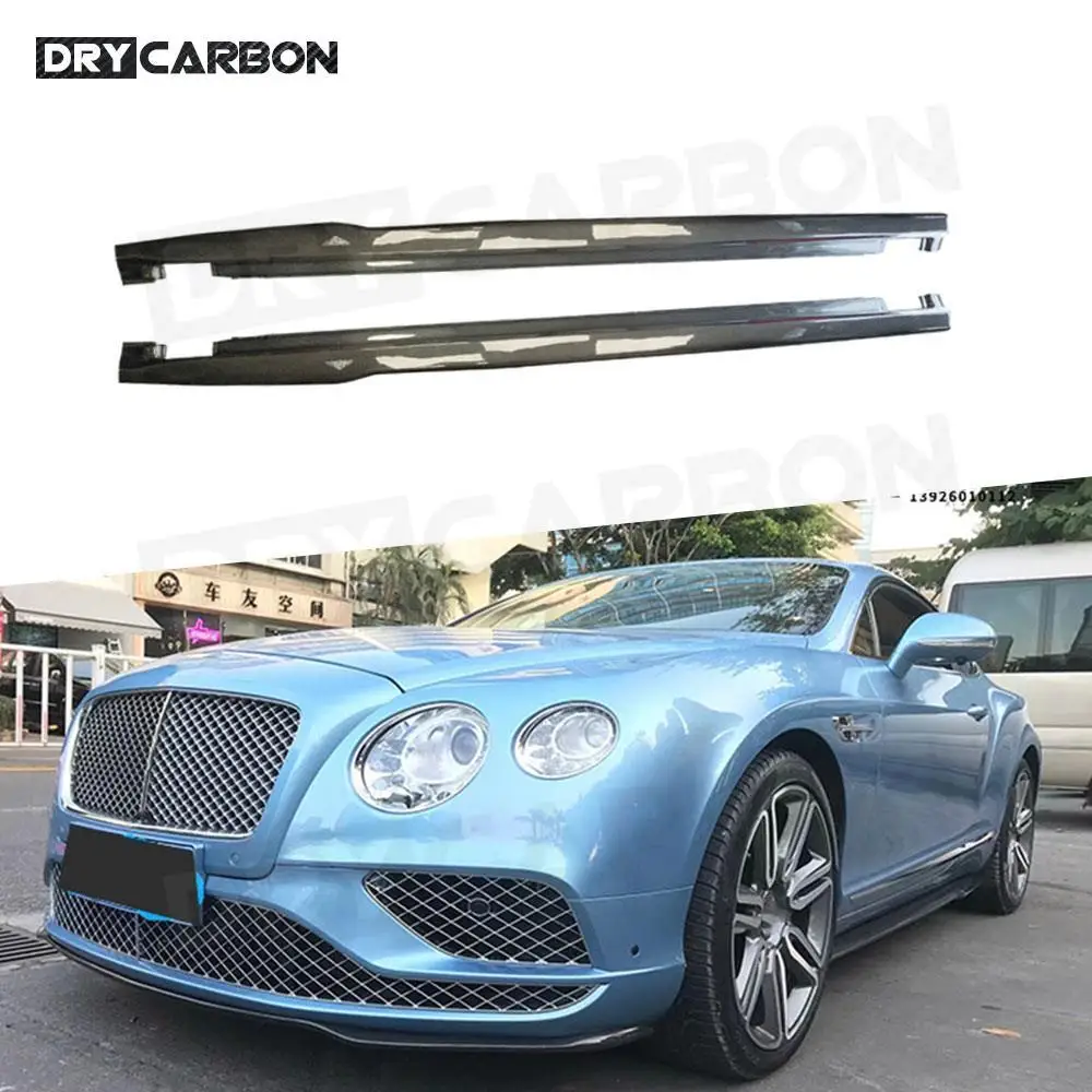 Carbon Fiber Car Side Skirt Extensions Bodykits Side Skirts Winglet Splitters Lip For Bentley Continental Gt W12 2015-2017