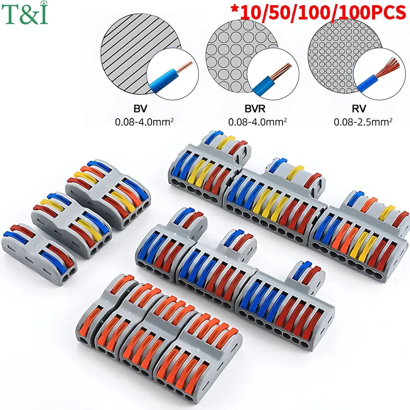 10/1000Pcs Mini Connettore A Filo Veloce Connettore Del Cavo Di Cablaggio Universale Terminale Del Conduttore Push-In Pct-222/224 Spl-42/62 Spl-2/3/1